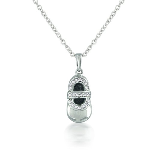 Bling Jewelry Sterling Silver Baby Shoe Pendant Necklace