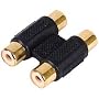 Xxion Value Gold - Twin RCA Phono In Line Coupler / Connector - 2 x Female to 2 x Female - Gold Plated Contacts