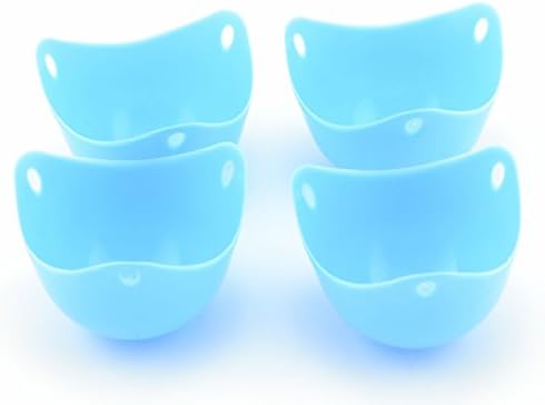 Set of 4 Silicone Egg Poachers - Egg Poach Pod Cups (Blue)