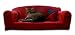 Standard Burgundy Faux Suede Classic Cat Settee With Throw Cushion 81x46x34cm (31.9x18.1x13.4 inches) From ExtraComfort