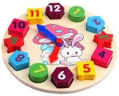 Wooden Toy Digital Geometry Clock, Blocks Toys,children's Educational Toy Building Blocks.