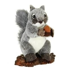 Plush Gray Squirrel with Acorn 9" High