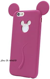 Cute Candy Colors Colorful 3D Soft Mickey Mouse Ear Silicone Cartoon Phone Case Cover for iphone 6 6S 4.7Inch Wine Red