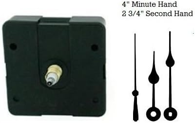 Quartex Quartz Clock Movement Kit with 4" Black Spade Hands for Dials up to 1/2"