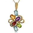Topaz Garnet Amethyst Peridot Citrine Gold Pendant New
