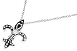 Sterling Silver CZ Necklaces - Black Fleur De Lis - Chain: 16-18" (adjustable) Height: 28mm
