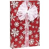Bright RED & WHITE SNOWFLAKE FLURRY Christmas Gift Wrap Wrapping Paper - 16ft Roll