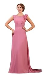 Chiffon Fitted Floor Length Prom Dress  with a Chapel Train 