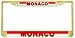 Monaco Monegasque Flag Gold Tone Metal License Plate Frame Holder