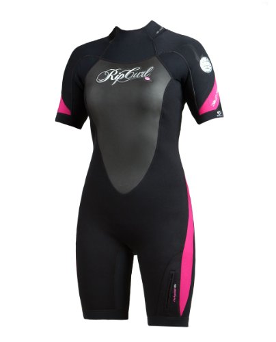 Rip Curl Womens Dawn Patrol Short Sleeve Spring Suit (Black/Pink/White, 8)