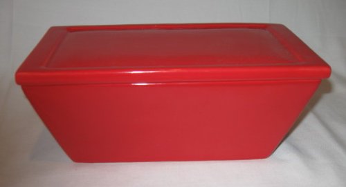 Real Home Red Loaf Serving Dish with Lid Microwave Safe Baking Dish