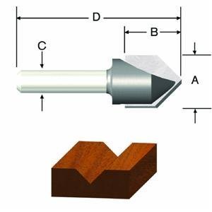 Vermont American 23119 7/16-Inch by 60-Degree Carbide Tipped V-Groove Router Bit, 2-Flute 1/4-Inch Shank