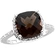 14K White Gold Smoky Quartz and Diamond Ring