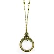 Ornate Brass Tone Magnifying Glass Necklace