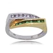 Emerald & Diamond Bypass Ring - 1/3CT in 14K White Yellow Gold