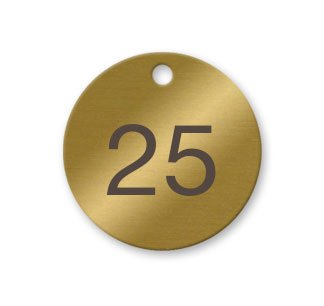 Numbered Solid Brass Valve Tags - Pack of 25 (1-25)