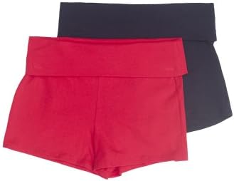 2 Pack Zenana Women's Basic Yoga Shorts Med Navy, Red