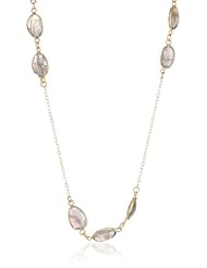 Faceted Labradorite Bezel Stations with Gold Over Sterling Silver Chain and Clasp Necklace, 36"