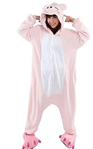 KSJK Unisex Adult Super Cute Animal Pink Pig Cosplay Costume Onepiece Dress