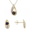 Sapphire and Diamond Pendant and Earring Set in Yellow Gold