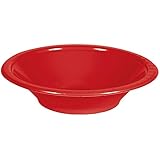Creative Converting 28103151 20 Count Touch of Color Plastic Bowl, 12 oz, Classic Red