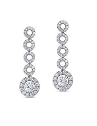 2.50 ct Ladys Round Cut Diamond Drop Earrings in 14 karat White Gold