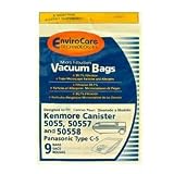 Click here to buy 12 Kenmore 5055 50557 and 50558 Canister Vacuum Bags. Also Fits Panasonic C-5 Vacuum Bags by EnviroCare.