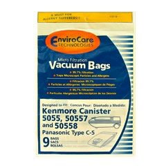 Kenmore Canister 5055, 50557, 50558 and Panasonic Type C-5 Vacuum Bags Microfiltration with Closure-9 bags