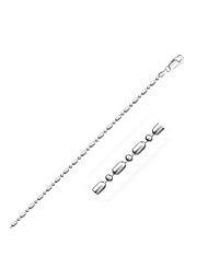 1.5mm 14K White Gold Diamond-Cut Alternating Bead Chain
