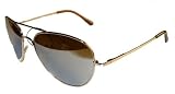 Big Classic Aviator Sunglasses With Mirrored Lens - Gold Frame Brown lens by