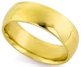18K Gold Domed Comfort-Fit Wedding Band with Polished Finish, 6mm Wide