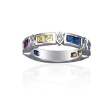 Sterling Silver Rainbow CZ Invisible Set Ring