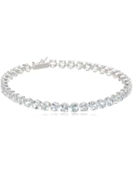 14k Gold Round Aquamarine Tennis Bracelet