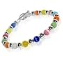 .925 Sterling Silver Round Multicolor 6mm Cats Eye Beads 6.5" 7" 7.5" 8" Bracelet With Toggle Clasp