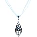  : BLUE HUES FLORAL PENDANT ORAGANZA NECKLACE