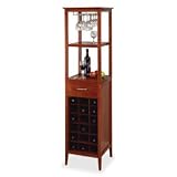 Walnut Wine Tower with Stemware Rack by Winesome