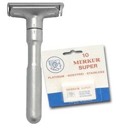 Merkur Solingen Futur Satin Finish Razor + 10 Pack Merkur Blades On Sale