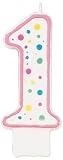 Wilton W91-01P Polka Dot Numeral Candle, 3-Inch by 1.5-Inch, No. 1 Pink, 1-Pack