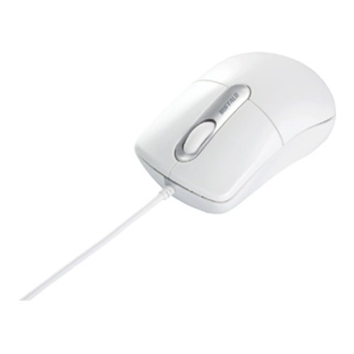 BUFFALO 光学式有線マウス USB接続 Sサイズ 延長ケーブル付 ホワイト BSMOU05SWH