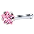 18 Gauge Pink Star Cubic Zirconia Nose Bone