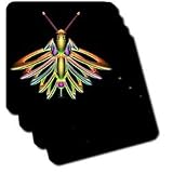 Perkins Designs Animals - Firefly digital artwork of a colorful Firefly insect with reflecting wings and antennae - Coasters