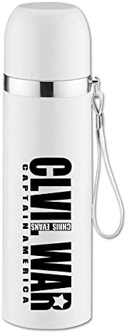 Custom Portable Stainless Steel Tumbler Chris Actor Evans Poster Vacuum Cup For School White 14.5oz/350ml