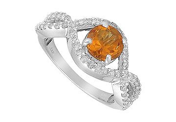 2.40ct tw Natural Diamond (GHSI2) & Citrine Ring in 14K White Gold