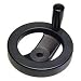 2 Spoked Black Powder Coated Aluminum Dished Hand Wheel with Revolving Handle, 4" Diameter, 3/8" Hole Diameter (Pack of 1)