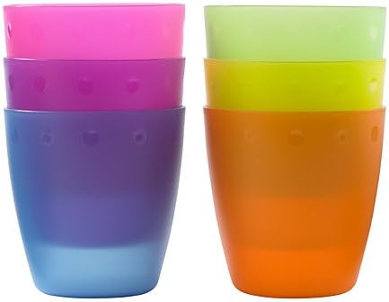 Outdoor Everyday Kids Re-usable Shatter Proof Plastic 250 ml Cups / Tumblers Colorful 6 Pack