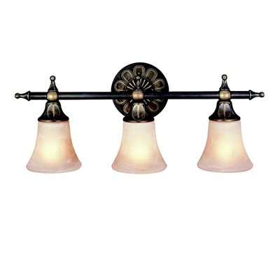 Light Amber Marble Glass Three Light Vanity