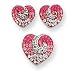 Sterling Silver Pink CZ Crystal Heart Earrings Pendent Set