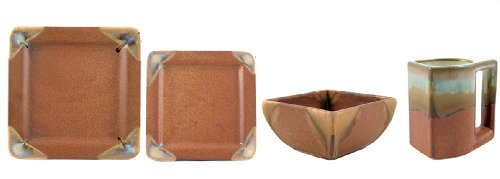 Prado Ceramic Stoneware 16 Piece Dinnerware Set (Rustic Brown)