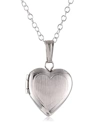 Sterling Silver Childrens Hand Engraved Heart Locket Pendant Necklace, 13"