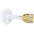 16 Gauge 5/16" Solid 14KT Yellow Gold 3mm Champagne Cubic Zirconia Bioplast Tragus Earring Stud